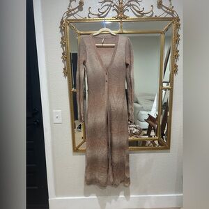Free People Esme knit maxi cardigan + pant set striped pink